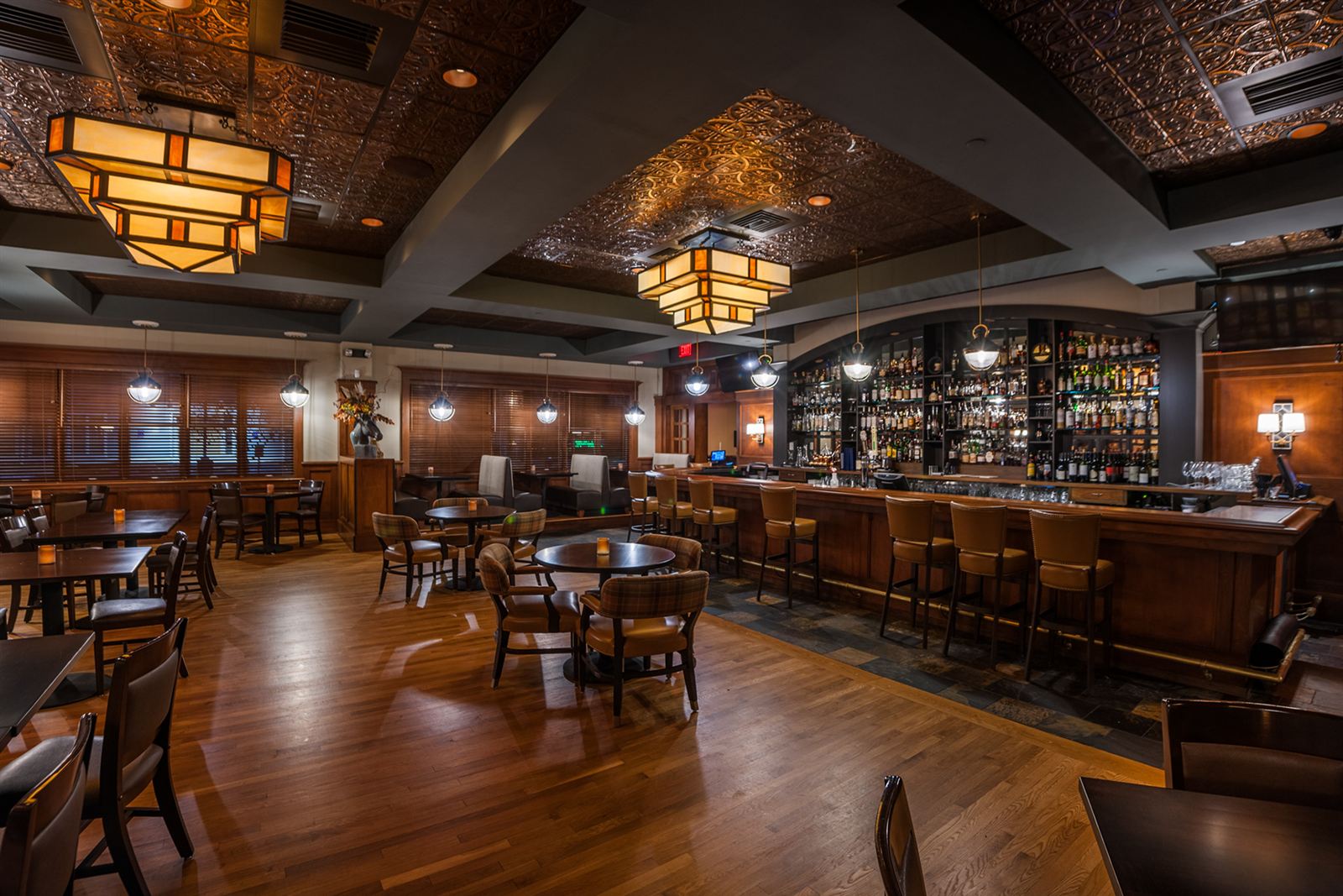 Bar with pressed copper ceiling at LockKeepers